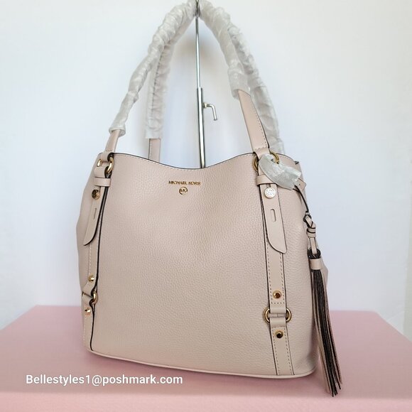 MICHAEL KORS Carrie Pebbled Leather Large Shoulder Tote- Soft Pink color⭐ - Picture 4 of 16